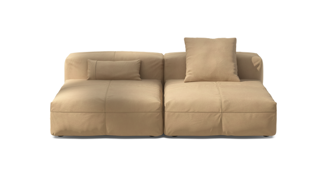 vetsak | Sofa Set 01 Large - Leather - Beige | Modular Sofa | 3.5 Seater