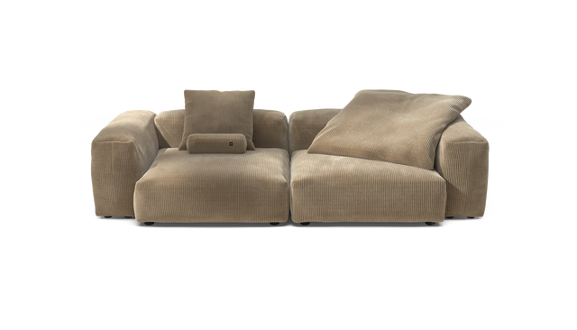vetsak | Sofa Set 02 Large - Cord Velour - Sand | Modular Sofa | 3.5 Seater | Big Sofa