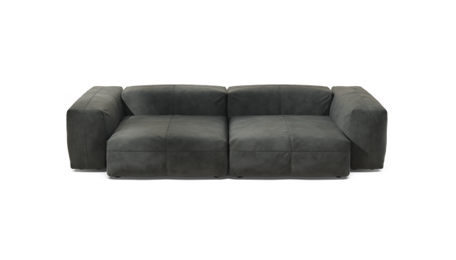 vetsak | Sofa Set 02 Large - Leather - Dark Grey | Modular Sofa | 3.5 Seater | Big Sofa