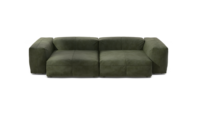 vetsak | Sofa Set 02 Large - Leather - Olive | Modular Sofa | 3.5 Seater | Big Sofa