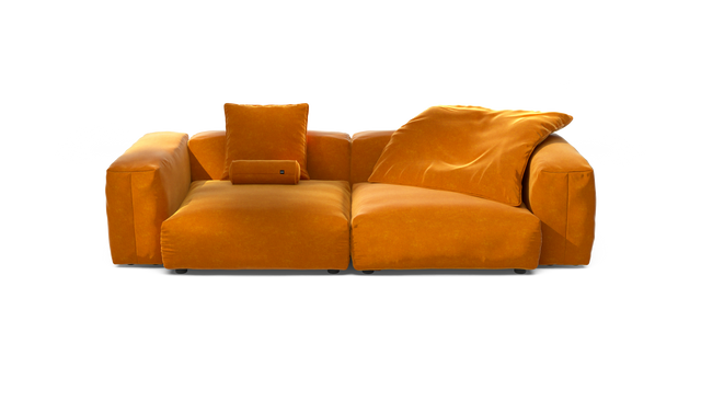 vetsak | Sofa Set 02 Large - Suave - Orange Blaze | Modular Sofa | 3.5 Seater | Big Sofa