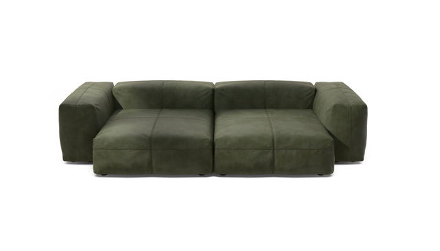 vetsak | Sofa Set 02 XLarge - Leather - Olive | Modular Sofa | 3.5 Seater | Big Sofa