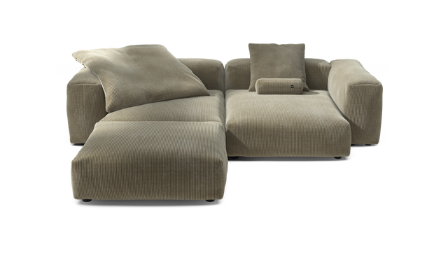 vetsak | Sofa Set 03 - Cord Velour - Khaki | Modular Sofa | 3.5 Seater | Big Sofa | Corner Sofa