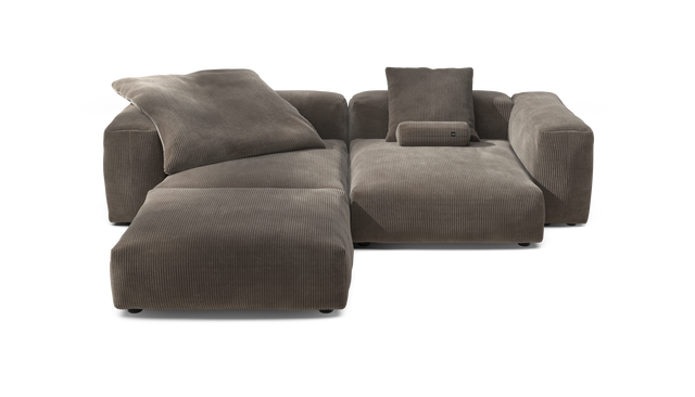 vetsak | Sofa Set 03 - Cord Velour - Mocha | Modular Sofa | 3.5 Seater | Big Sofa | Corner Sofa