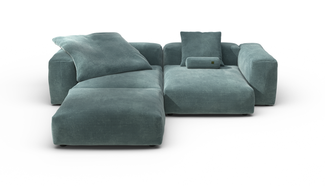 vetsak | Sofa Set 03 - Cord Velour - Mint | Modular Sofa | 3.5 Seater | Big Sofa | Corner Sofa