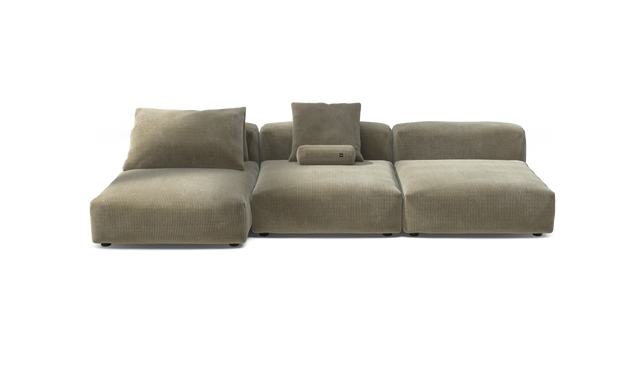 vetsak | Sofa Set 04 - Cord Velour - Khaki | Modular Sofa | 5 Seater | Big Sofa