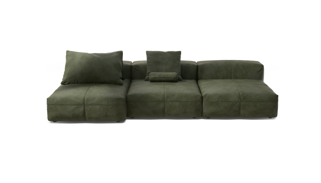 vetsak | Sofa Set 04 - Leather - Olive | Modular Sofa | 5 Seater | Big Sofa