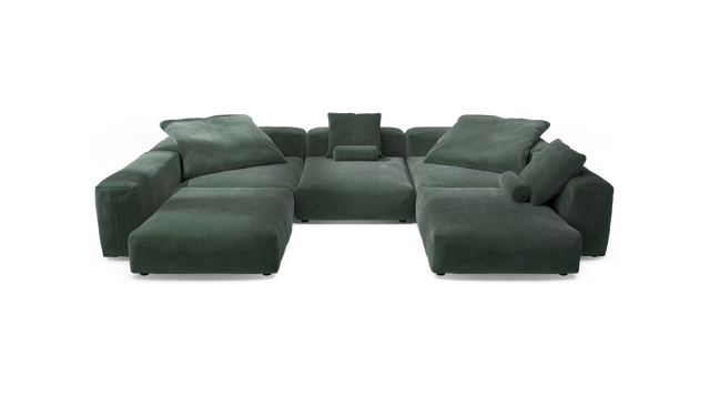 vetsak | Sofa Set 06 - Cord Velour - Hunter | Modular Sofa | 6.5 Seater | Big Sofa | U-Shape | Corner Sofa
