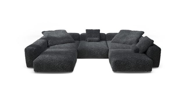 vetsak | Sofa Set 06 - Doodle - Dark Grey | Modular Sofa | 6.5 Seater | Big Sofa | U-Shape | Corner Sofa