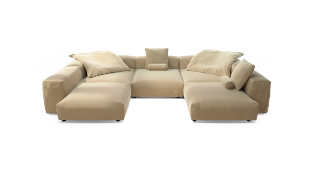 vetsak | Sofa Set 06 - Suave - Creme | Modular Sofa | 6.5 Seater | Big Sofa | U-Shape | Corner Sofa