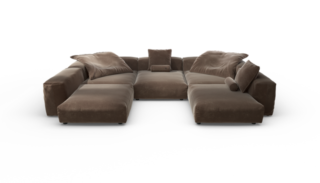 vetsak | Sofa Set 06 - Suave - Espresso | Modular Sofa | 6.5 Seater | Big Sofa | U-Shape | Corner Sofa