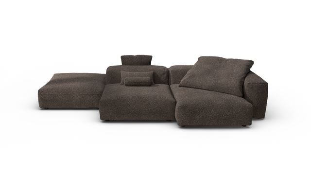 vetsak | Sofa Set 09 - The Island - Nub - Walnut | Modular Sofa | 7 Seater | Sofa Island