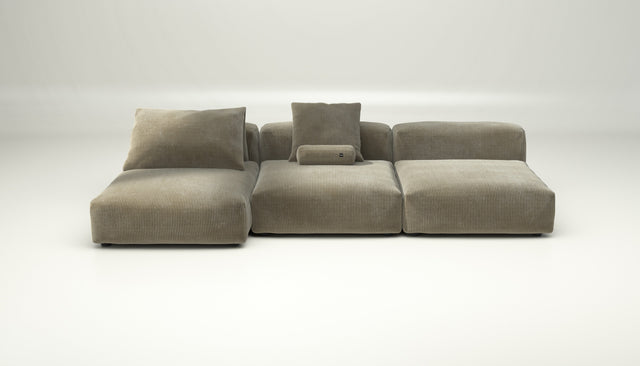 vetsak | Sofa Set 04 - Cord Velour - Khaki | Modular Sofa | 5 Seater | Big Sofa