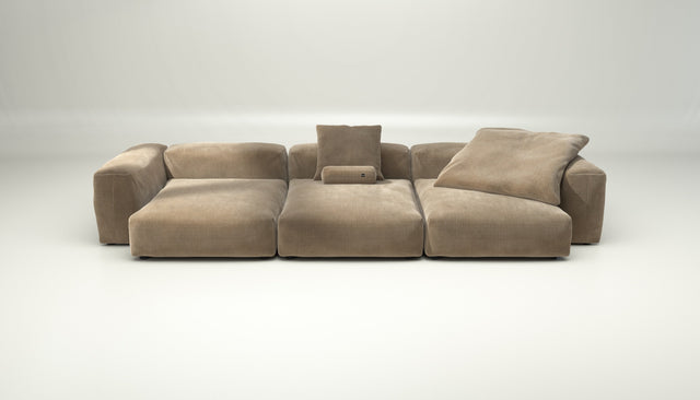 vetsak | Sofa Set 05 - Cord Velour - Sand | Modular Sofa | 5 Seater | Big Sofa | Corner Sofa
