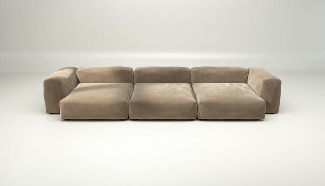 vetsak | Sofa Set 05 - Cord Velour - Sand | Modular Sofa | 5 Seater | Big Sofa | Corner Sofa