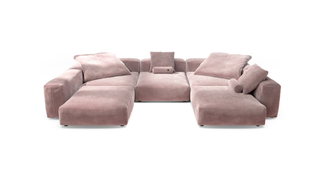 vetsak | Sofa Set 06 - Cord Velour - Blossom | Modular Sofa | 6.5 Seater | Big Sofa | U-Shape | Corner Sofa