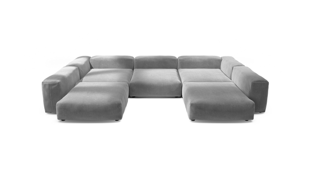 vetsak | Sofa Set 06 - Cord Velour - Light Grey | Modular Sofa | 6.5 Seater | Big Sofa | U-Shape | Corner Sofa