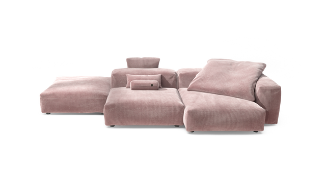 vetsak | Sofa Set 09 - The Island - Cord Velour - Blossom | Modular Sofa | 7 Seater | Sofa Island